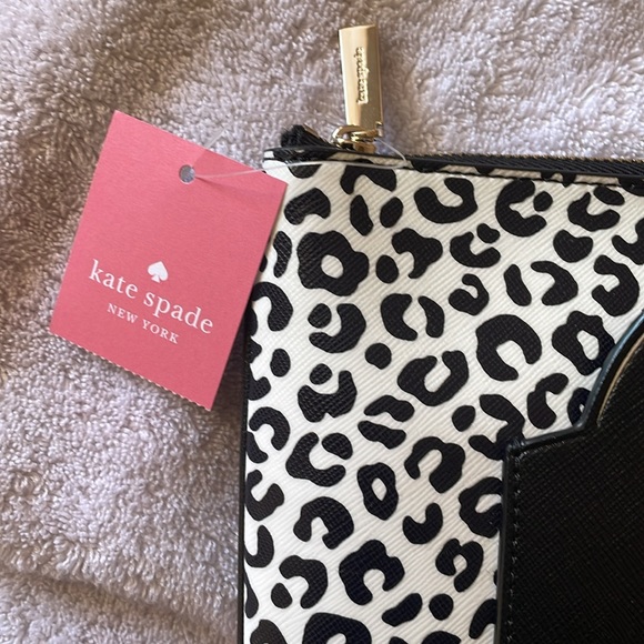 Kate Spade Meow Black Cat Large Zip Pouch OS - Picture 5 of 6